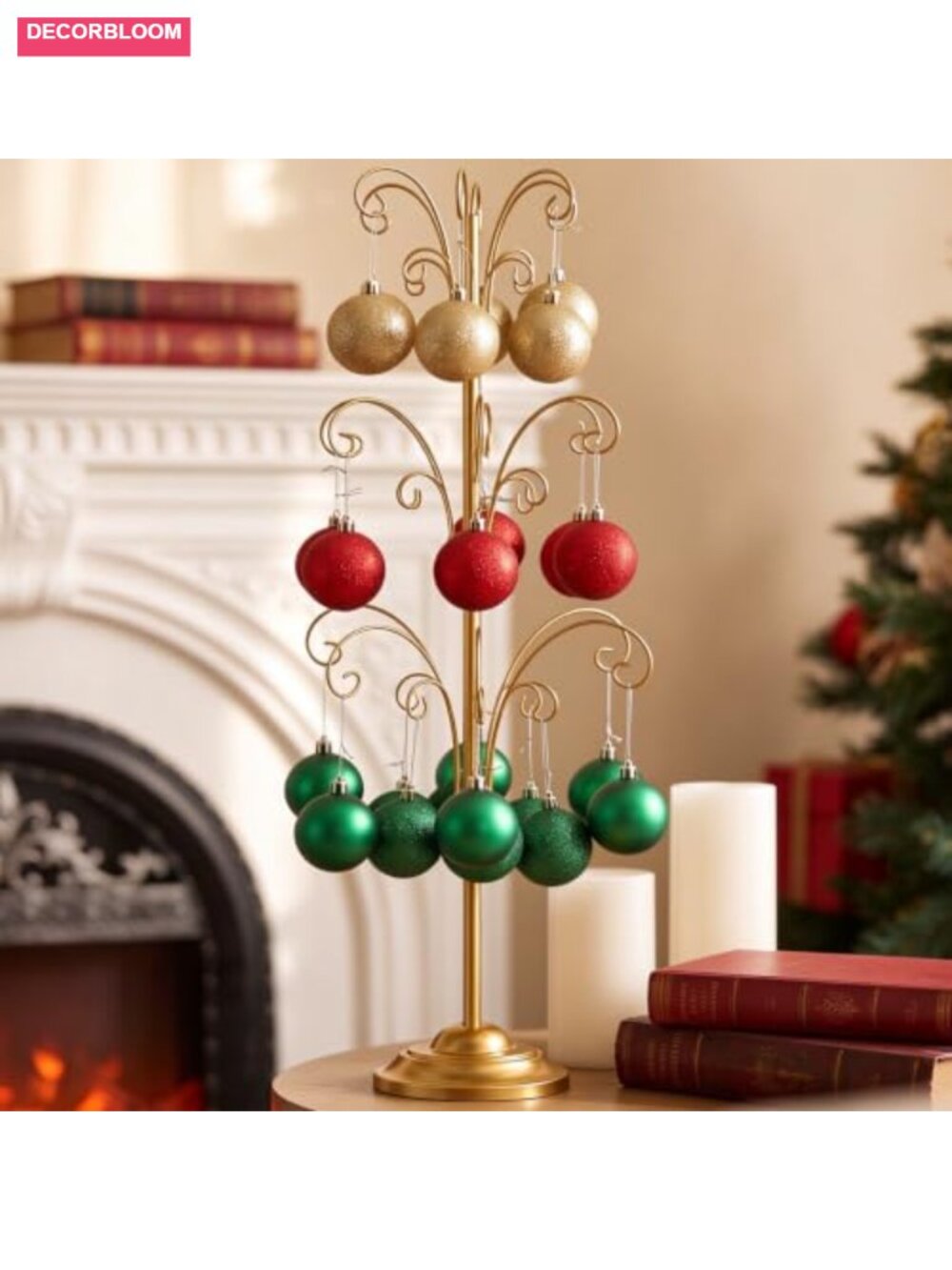 36-Hook Adjustable Metal Ornament Display Stand Tree Tabletop Decor